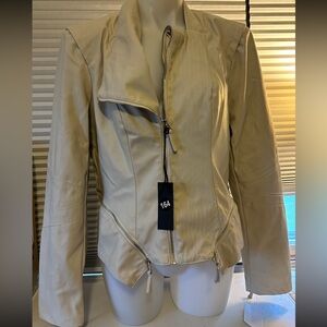 Blank NYC Cream Leather Jacket